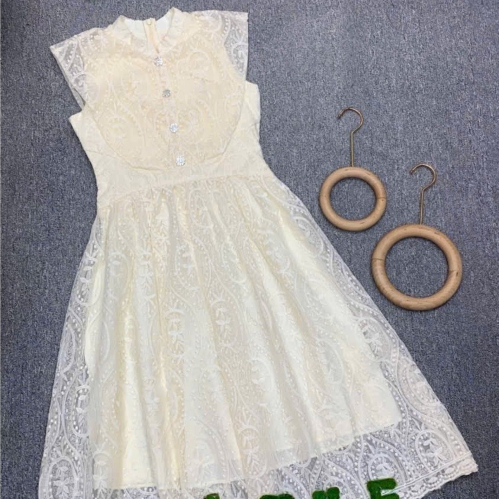 Elegant Cream Lace Dress